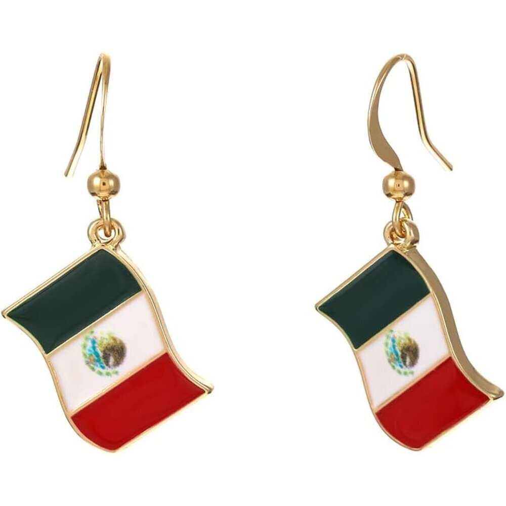 Dangle Earrings Silver Alloy Flag Earrings Mexican Pride Womens Accessory